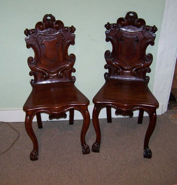 Pair Of Mahogany Hall Chairs