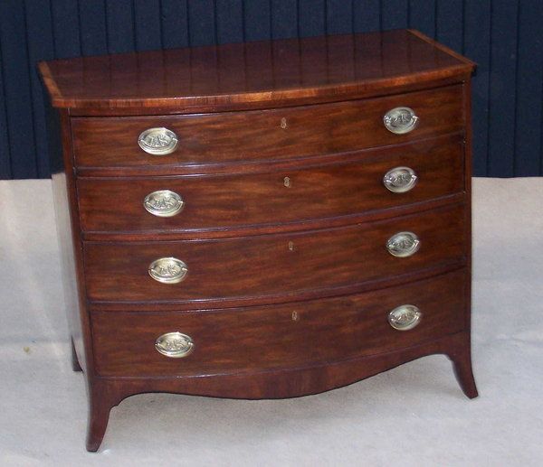 Antique Sheraton Period Mahogany Bow Front Chest