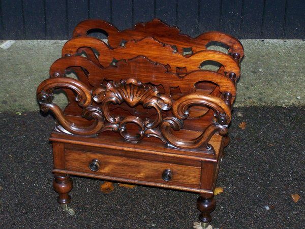 Antique Late Victorian Rosewood Canterbury