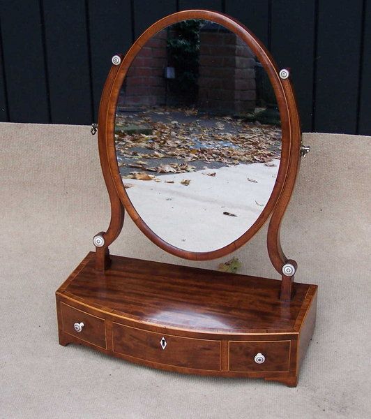 Antique Georgian Mahogany Bow Shaped Dressing Table Mirror