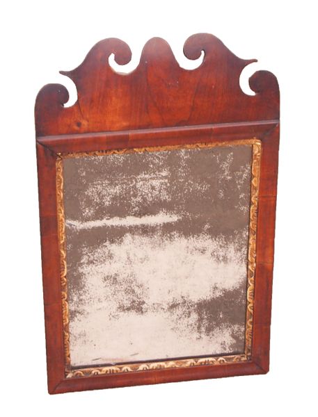 Antique Small 18th Century Walnut & Gilt Mirror