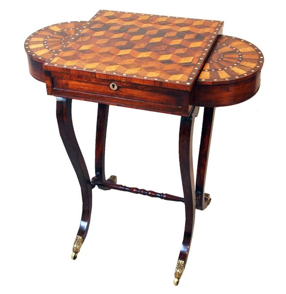 Antique Regency Rosewood & Parquetry Work Table