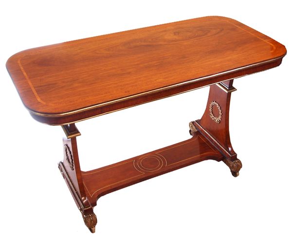 Antique Regency Rosewood & Brass Library Table