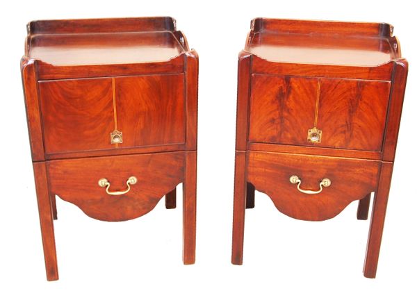 Antique Pair Of Tray Top Bedside Night Tables