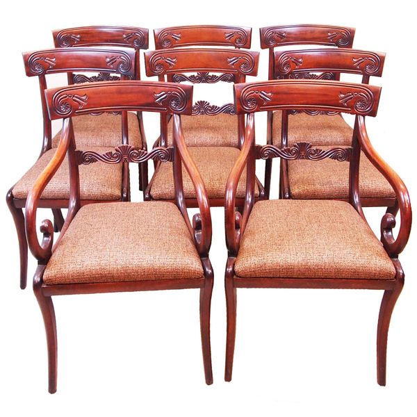 Regency Mahogany Set Of 8 Dining Chairs