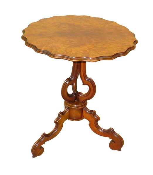 Burr Walnut 19th Century French Antique Tripod Table