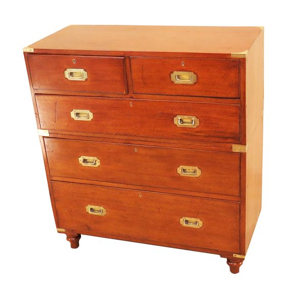 Military Camphor Wood 19th Century Campaign Chest Of Drawers