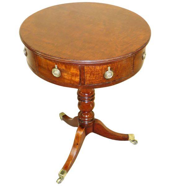 Small English Georgian Drum Top Occasional Lamp Table