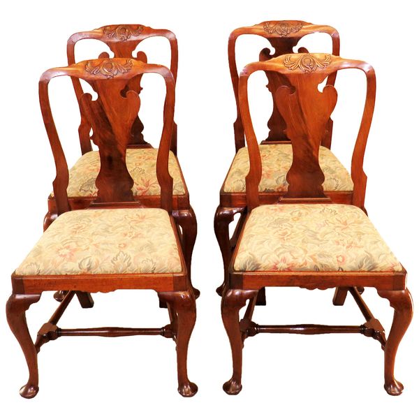English Early Georgian Mahogany Set Of 4 Side Chairs