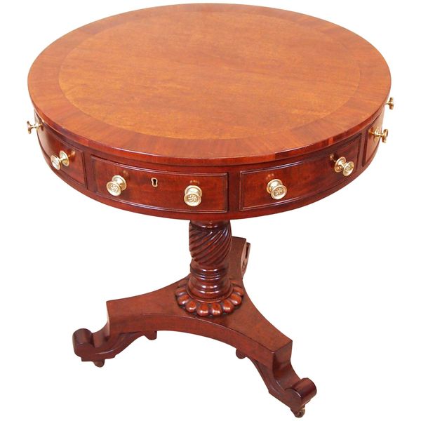Small Late Regency Mahogany Antique Drum Table