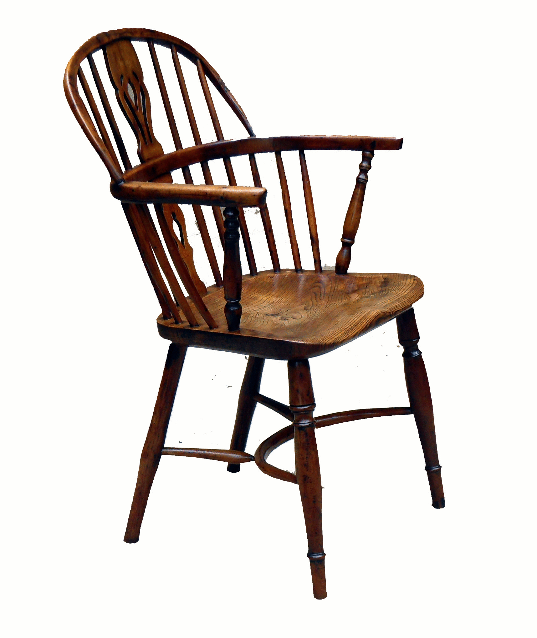 Antique Yew Wood Low Back Windsor Armchair S&S Timms Antiques