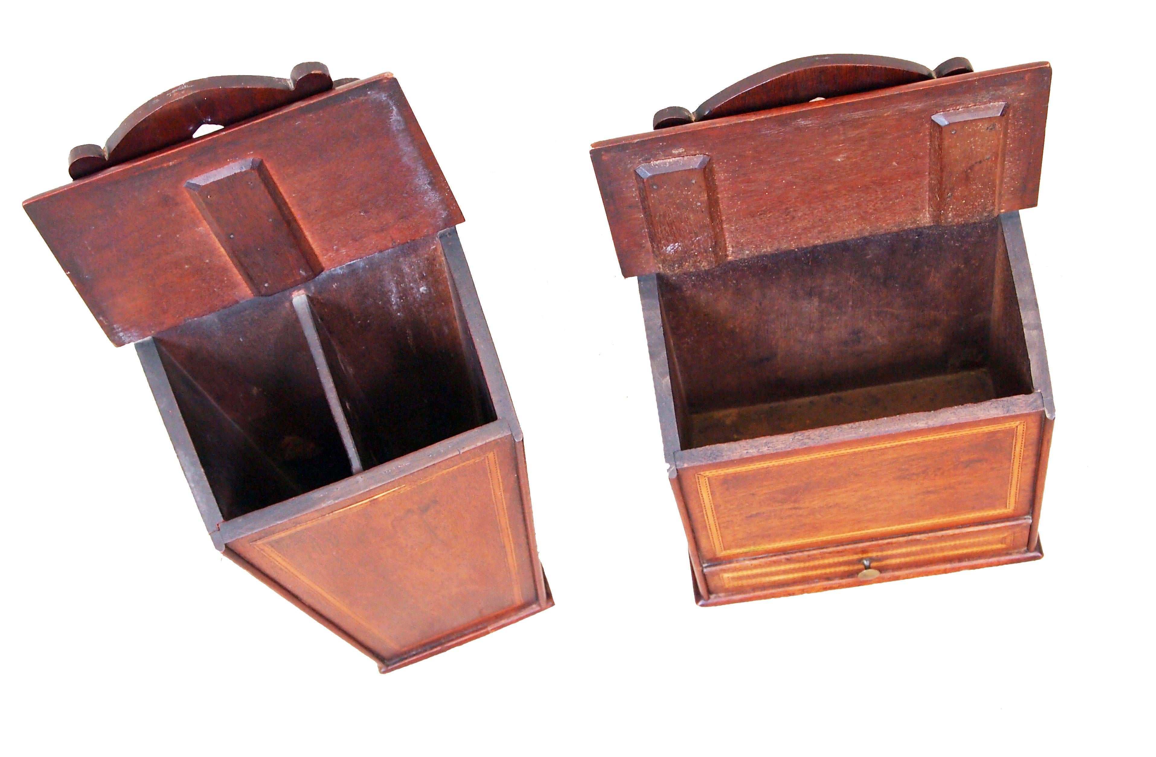Rare Pair of 18th Century Mahogany Wall Hanging Boxes S&S